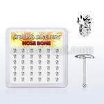 nbvpa36 display w silver nose bones w a pineapple shaped tops