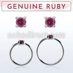 nhge5 silver nose ring w a 2mm ruby in casting prong set