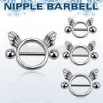 np3 round nipple shield with two small wings steel barbell