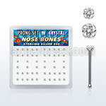npbmc box of silver nose bones with 1 5mm 2mm prong crystals
