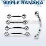 npbnb5 surgical steel nipple banana w two 5mm balls