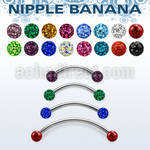 npbnfr4 surgical steel nipple banana 4mm multi crystal ferido balls resin cover