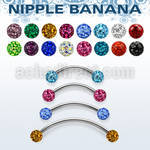 npbnfr5 surgical steel nipple banana 5mm multi crystal ferido balls resin cover