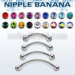 npbnjb5 surgical steel nipple banana 5mm bezel set balls