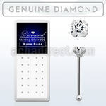 npdb box of silver nose bones with round prong set diamonds
