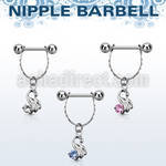 npdl24 steel nipple barbell w chain a little swan dangling