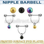 npdl28 steel nipple barbell w chain plated frosted steel ball