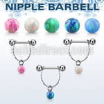 npdl33 steel nipple barbell w chain synthetic opal ball 