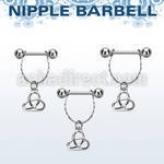 npdl9 steel nipple barbell w chain celtic trinity knot 