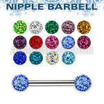 npfr5 316l steel nipple barbells w ferido multi crystal ball