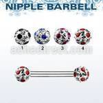 npfr5a 316l steel nipple barbell with ferido dotted balls