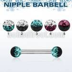 npfr5e 316l steel nipple barbell with ferido 2 color balls