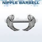 npsh15 316l steel nipple barbell with two rhodium plated wings