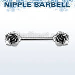 npsh1 316l steel nipple barbell w two small roses