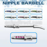 npsh6 316l steel nipple barbell in sword w crystal handle