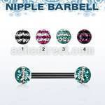nptfr5d 316l steel nipple barbell with ferido tri line balls