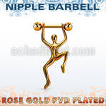 npttd12 rose gold steel nipple barbell w jewels hanging man 