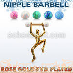 npttd13 rose gold nipple barbellw opal balls hanging man 