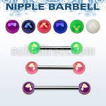 npvab5 316l steel nipple barbell w 2 5mm ab coated acrylic ball