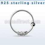 nr15 sterling silver nose hoop with balinese wire design
