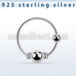 nr17 silver nose hoop with wire design 3mm fixed ball