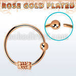 nr21rs rose gold silver nose hoop w twisted wire fixed ball