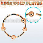 nr27rs rose gold silver nose hoop w triple twisted wire ball