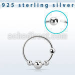 nr28 sterling silver nose hoop with 3mm fixed balls
