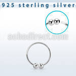 nr33 sterling silver nose hoop with double 2mm fixed balls