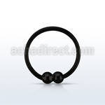 nr33p black silver nose hoop with double 2mm fixed balls