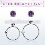 nrge1 925 silver nose hoop w 2mm prong set amethyst stone