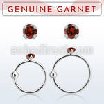 nrge2 925 silver nose hoop w 2mm prong set garnet stone