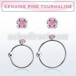 nrge3 925 silver nose hoop w prong set pink tourmaline stone