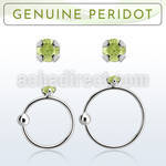 nrge4 925 silver nose hoop w 2mm prong set peridot stone