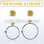 nrge6 925 silver nose hoop w 2mm prong set citrine stone