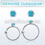 nrge7 925 silver nose hoop w 2mm round turquoise stone