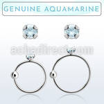 nrge8 925 silver nose hoop w 2mm prong set aquamarine stone
