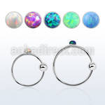 nro15 silver nose hoop w ball 1.5mm round synthetic opal top