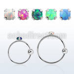 nrpo15 silver nose hoop w ball 1.5mm prong set synthetic opal