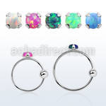 nrpo2 silver nose hoop w ball 2mm prong set synthetic opal