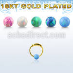 ns01rgo gold silver endless nose hoop w 3mm opal ball 8mm