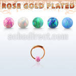 ns01rso rose gold silver endless nose hoop 3mm opal ball 8mm