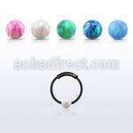 ns02blo black silver endless nose hoop w 3mm synthetic opal ball