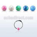 ns02o silver endless nose hoop w 3mm synthetic opal ball 10mm
