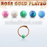 ns02rso rose gold silver endless nose hoop 3mm opal ball 10mm