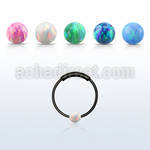 ns03blo black silver endless nose hoop w 3mm opal ball 12mm