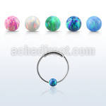 ns03o silver endless nose hoop w 3mm synthetic opal ball 12mm