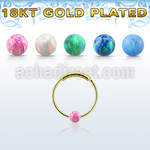 ns03rgo gold silver endless nose hoop w 3mm opal ball 12mm