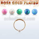 ns03rso rose gold silver endless nose hoop 3mm opal ball 12mm