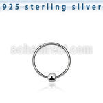 ns05 sterling silver nose hoop with ball with diameter 8mm
